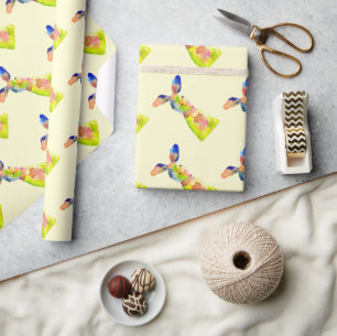 Easter bunny cute watercolor wrapping paper