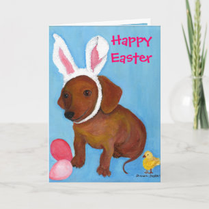 Easter Bunny Dachshund 2010 Card