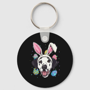 Easter Bunny Dalmatian Dog Kids Men Women Gift Key Ring