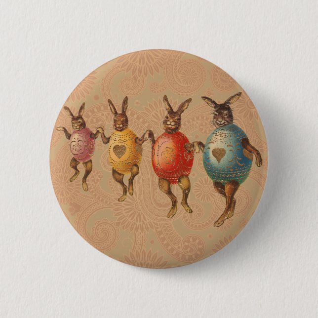 Easter Bunny Dancing Eggs 6 Cm Round Badge (Front)