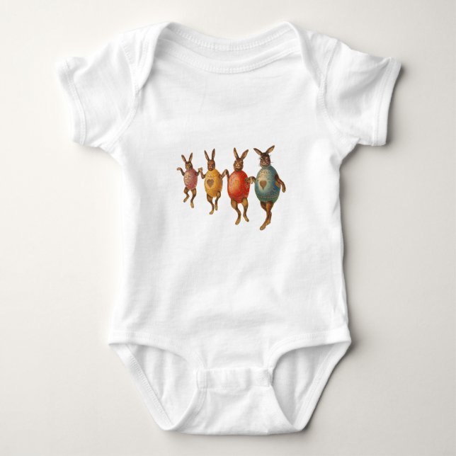 Easter Bunny Dancing Eggs Baby Bodysuit (Front)