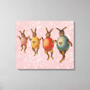 Easter Bunny Dancing Eggs Canvas Print