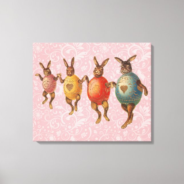 Easter Bunny Dancing Eggs Canvas Print (Front)