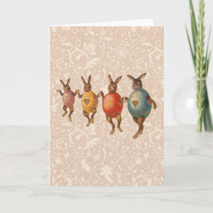 Easter Bunny Dancing Eggs Holiday Card