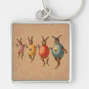 Easter Bunny Dancing Eggs Key Ring