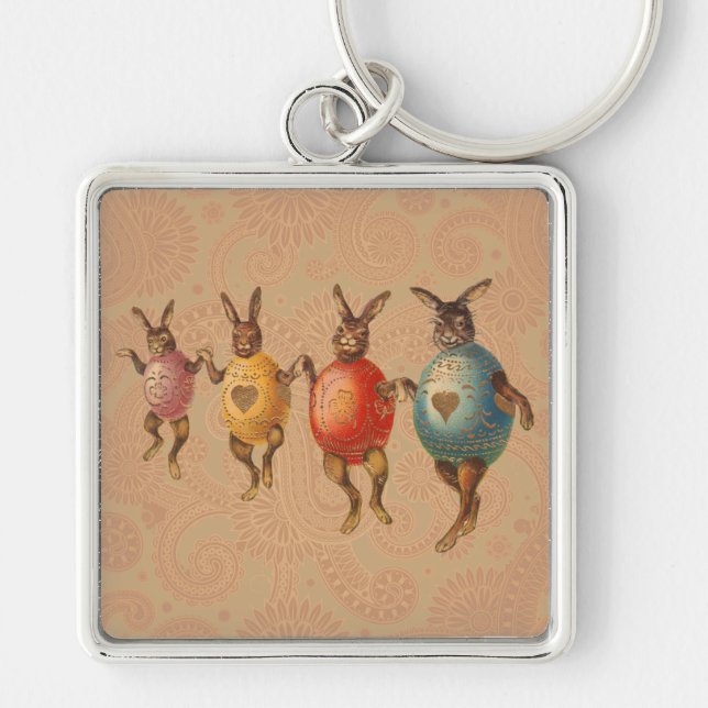 Easter Bunny Dancing Eggs Key Ring (Front)