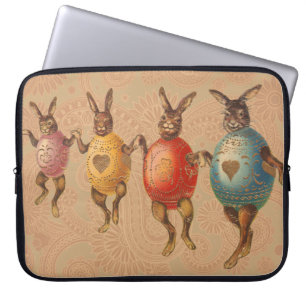 Easter Bunny Dancing Eggs Laptop Sleeve