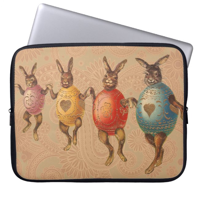 Easter Bunny Dancing Eggs Laptop Sleeve (Front)