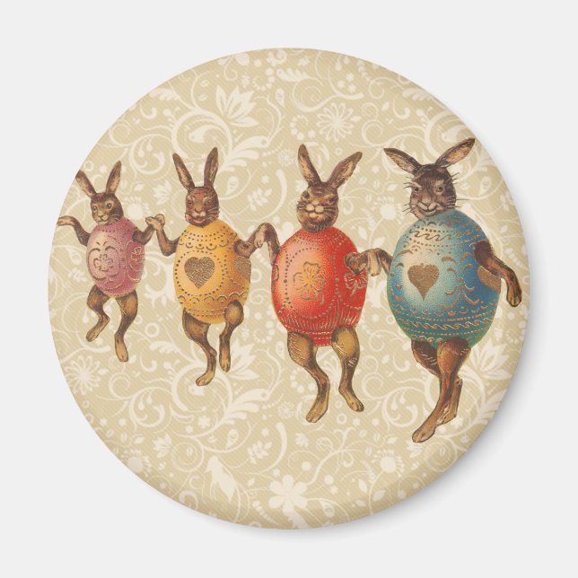 Easter Bunny Dancing Eggs Magnet (Front)