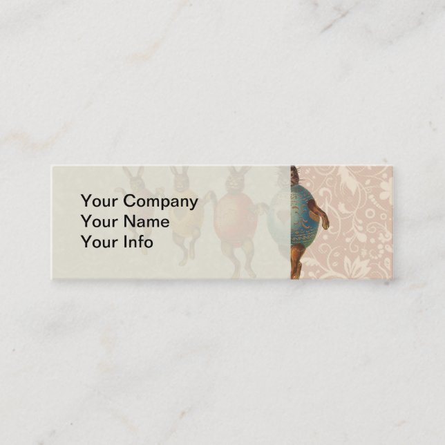 Easter Bunny Dancing Eggs Mini Business Card (Front)