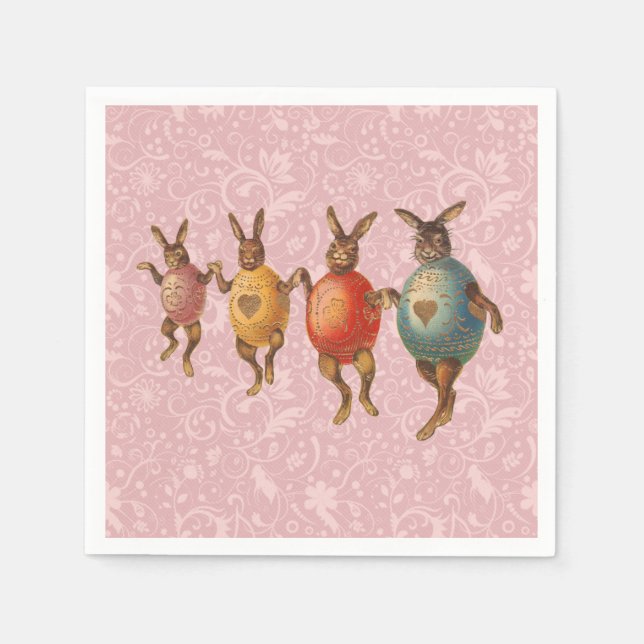 Easter Bunny Dancing Eggs Napkin (Front)