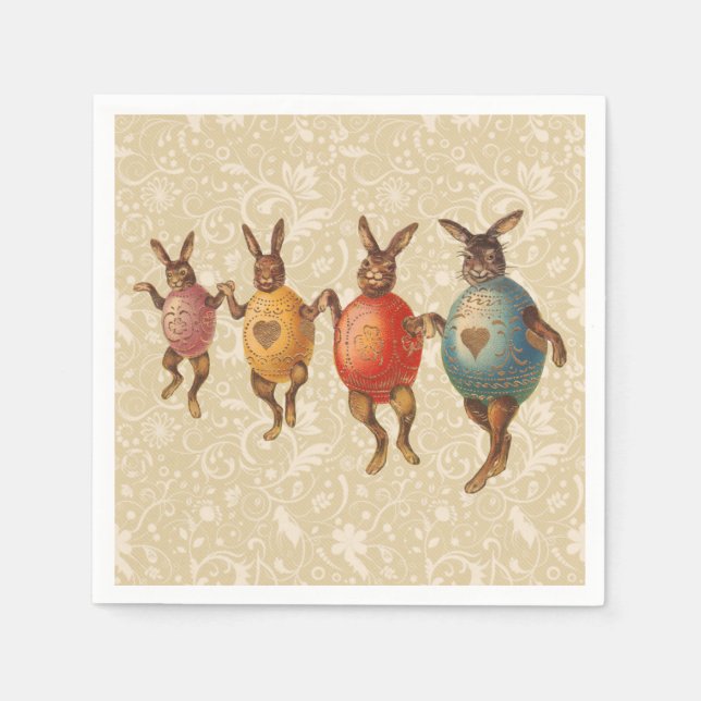 Easter Bunny Dancing Eggs Napkin (Front)