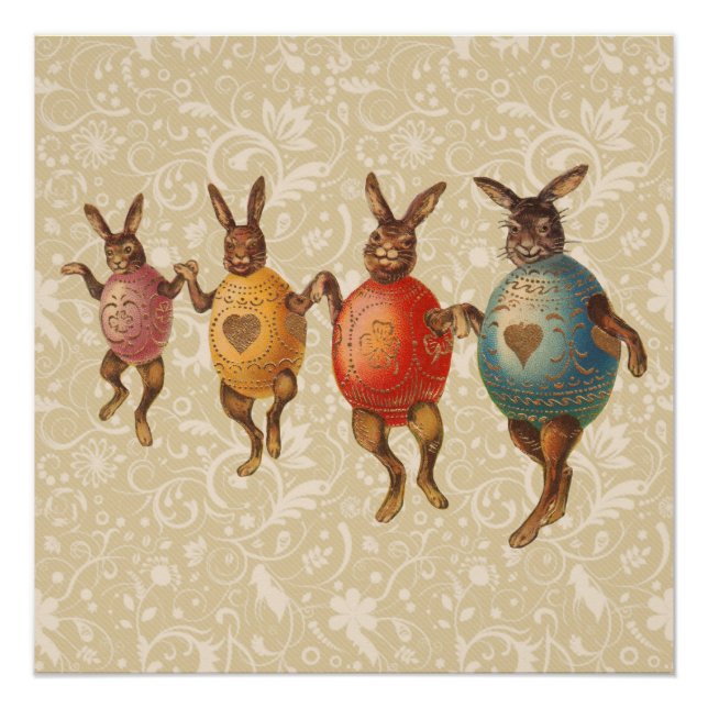 Easter Bunny Dancing Eggs Poster (Front)