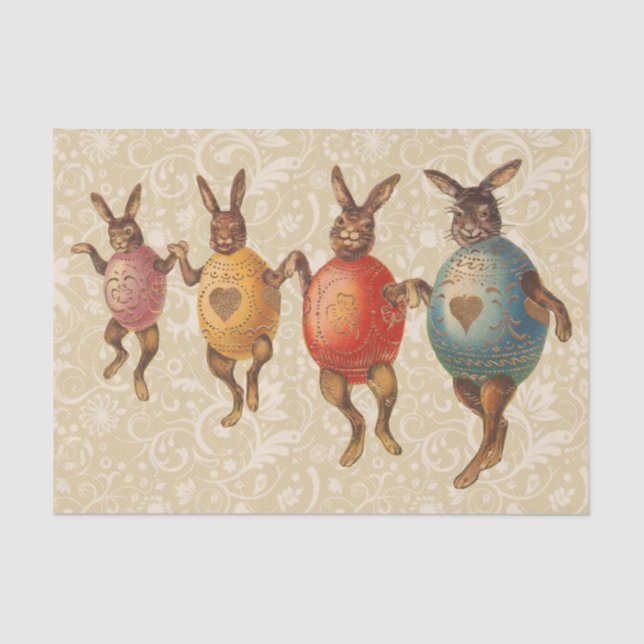Easter Bunny Dancing Eggs Tissue Paper (Front)