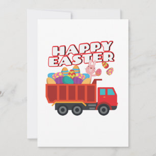 Easter Bunny Delivering Truck Easter Eggs For Boys Holiday Card
