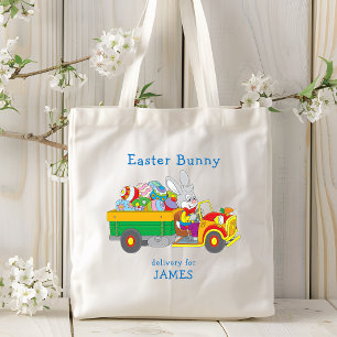 Easter Bunny Delivery Truck Personalised Name Tote Bag
