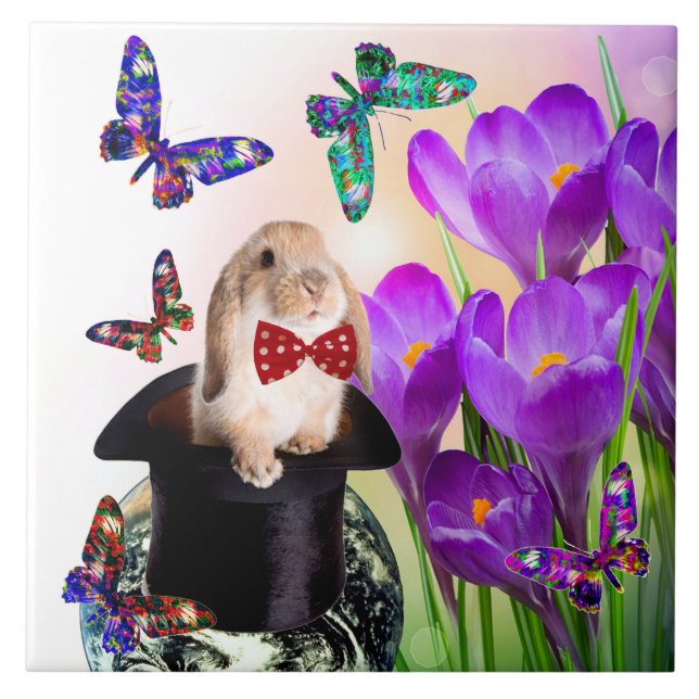Easter Bunny design decorative tile (Front)