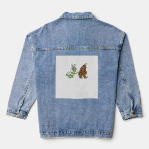 Easter Bunny Dino Bigfoot Sasquatch Trex Men Boys  Denim Jacket