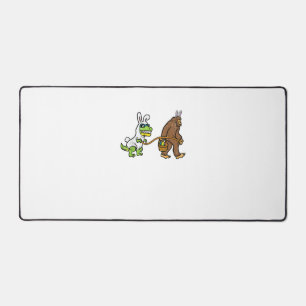 Easter Bunny Dino Bigfoot Sasquatch Trex Men Boys  Desk Mat