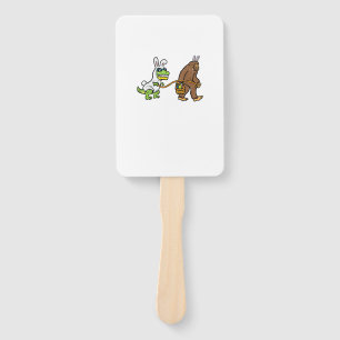 Easter Bunny Dino Bigfoot Sasquatch Trex Men Boys Hand Fan