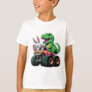 Easter Bunny Dino On Truck Trex Boys Kids Toddler T-Shirt