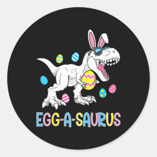 Easter Bunny Dinosaur Egg A Saurus Trex Kids Boys Classic Round Sticker