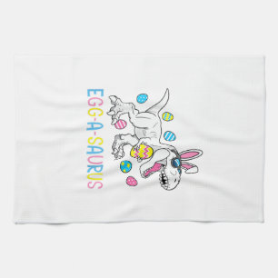 Easter Bunny Dinosaur Egg A Saurus TRex Kids Boys  Tea Towel