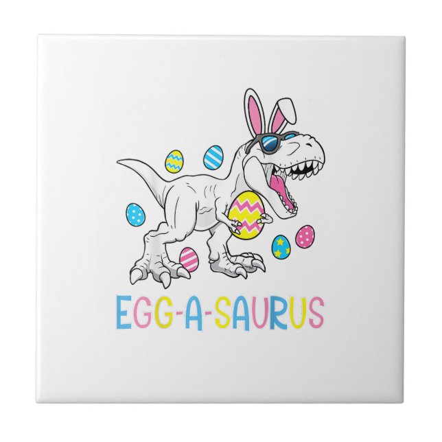 Easter Bunny Dinosaur Egg A Saurus TRex Kids Boys  Tile (Front)