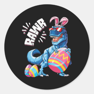 Easter Bunny Dinosaur T Rex Eggs Boys Kids Girl Ra Classic Round Sticker