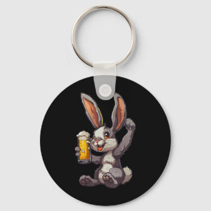 Easter Bunny Drinking A Cold Beer For Men's Day Key Ring