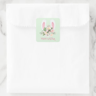  Easter Bunny Ears and Easter Lilies Square Sticker