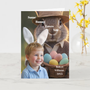 Easter Bunny Ears Boy Photo Customise Card