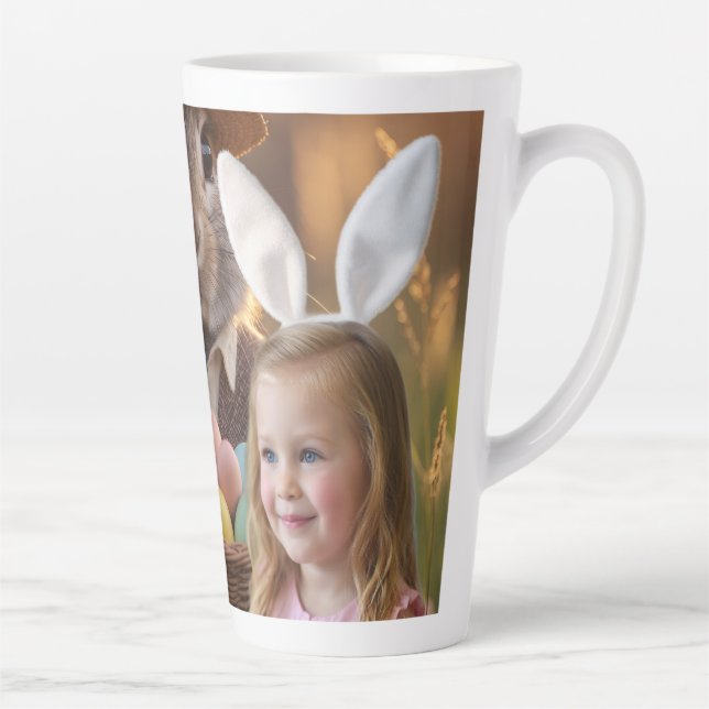Easter Bunny Ears Child Photo Customise  Latte Mug (Right)