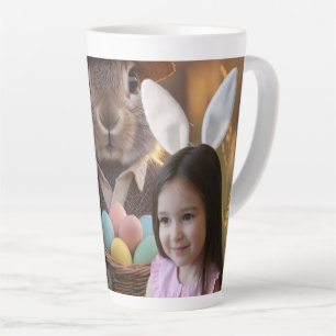 Easter Bunny Ears Girl Photo Customise  Latte Mug