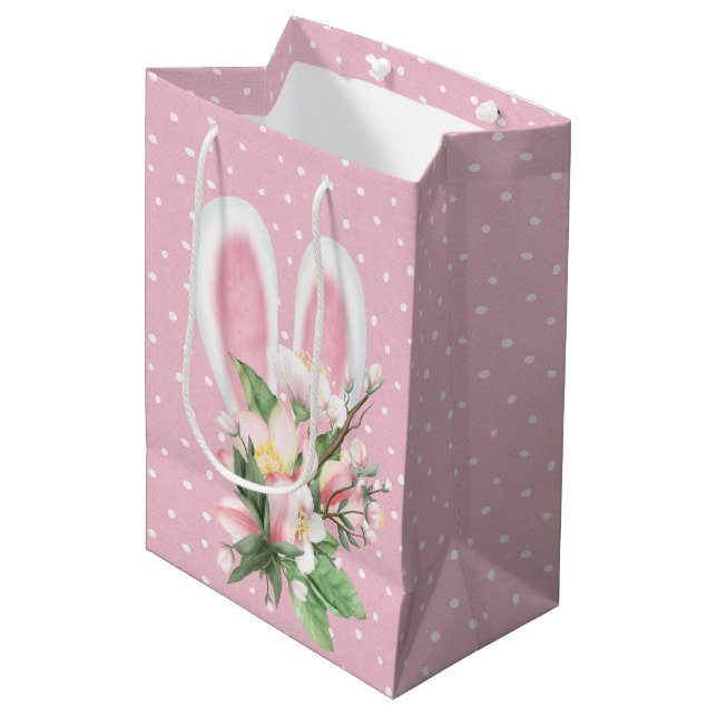 Easter Bunny Ears In Flower Bouquet  Medium Gift Bag (Front Angled)