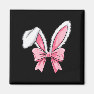 Easter Bunny Ears Pink Coquette Bow Easter Day Gir Magnet