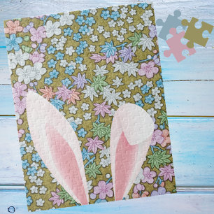 Easter Bunny Ears with Colourful Floral Background Jigsaw Puzzle