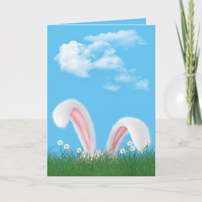 Easter bunny ears with daisies card (Front)
