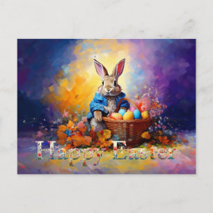 Easter Bunny easter egg basket Postcard