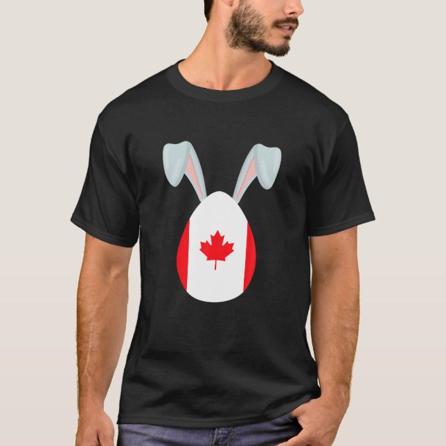 Easter Bunny Easter Egg Canadian Flag Happy Easter T-Shirt (Front)