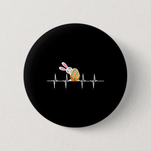 Easter Bunny Easter Egg Heartbeat Heart Rabbit Cut 6 Cm Round Badge