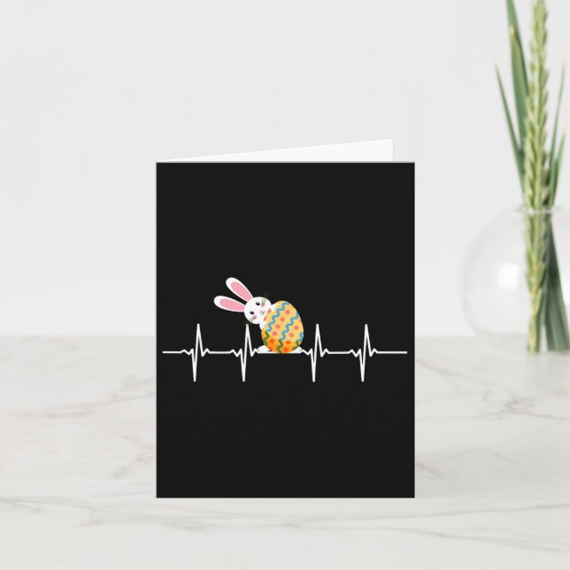 Easter Bunny Easter Egg Heartbeat Heart Rabbit Cut Card (Front)
