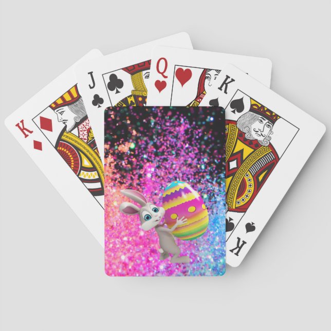 Easter Bunny Easter Egg Holiday Sparkle  Playing Cards (Back)