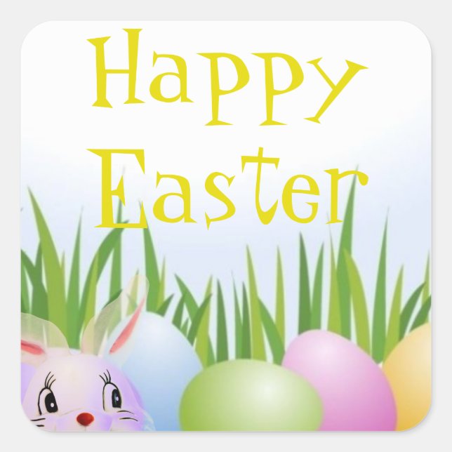 Easter Bunny Easter Egg Hunt Square Sticker (Front)