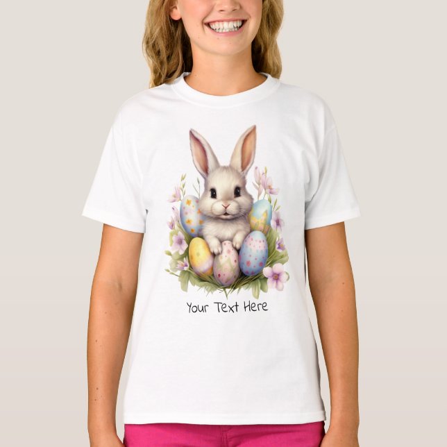 Easter Bunny & Easter Eggs Artwork T-Shirt (Front)