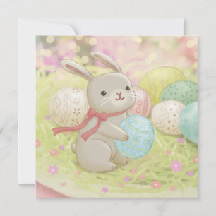Easter Bunny & Easter Eggs Illustration Invitation