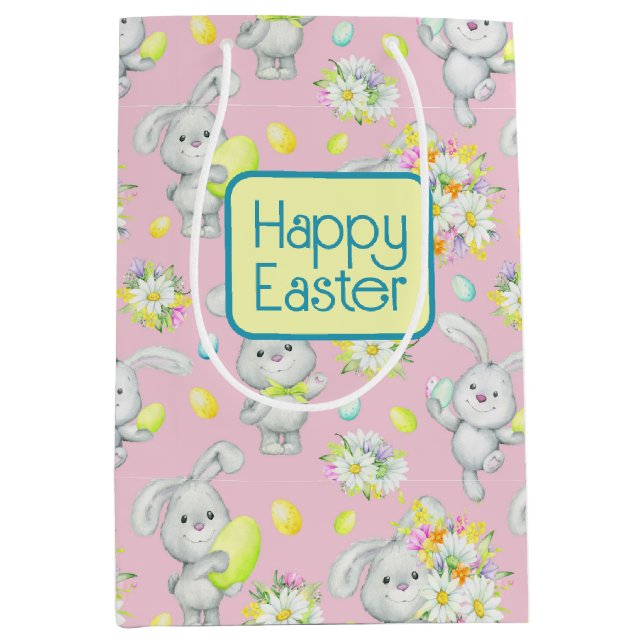 Easter Bunny Easter Eggs Medium Gift Bag (Front)