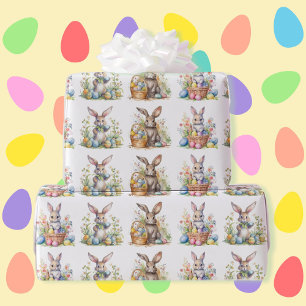 Easter Bunny Egg Basket Cute Gift Wrapping Paper