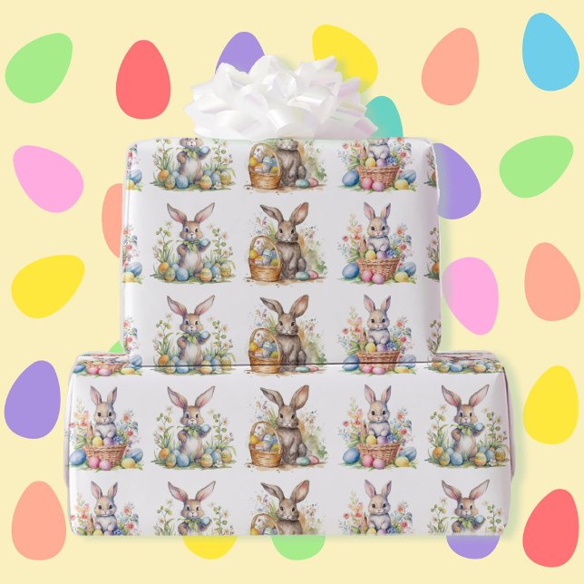 Easter Bunny Egg Basket Cute Gift Wrapping Paper (Creator Uploaded)