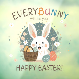 Easter Bunny Egg Basket ID1013 Window Cling